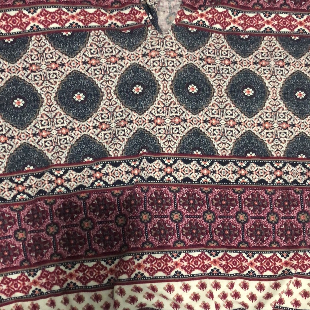 Lucky Brand Cap Sleeve Boho Blouse Womens Size L - Picture 3 of 10